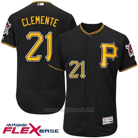 Maglia Baseball Uomo Pittsburgh Pirates Roberto Clemente Nero Flex Base